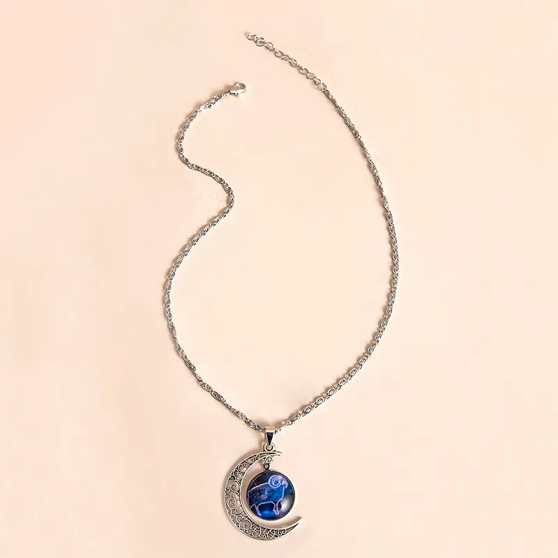 Vintage 12 Zodiac Sign Moon Pendant