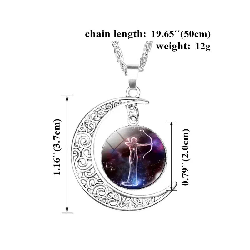 Vintage 12 Zodiac Sign Moon Pendant