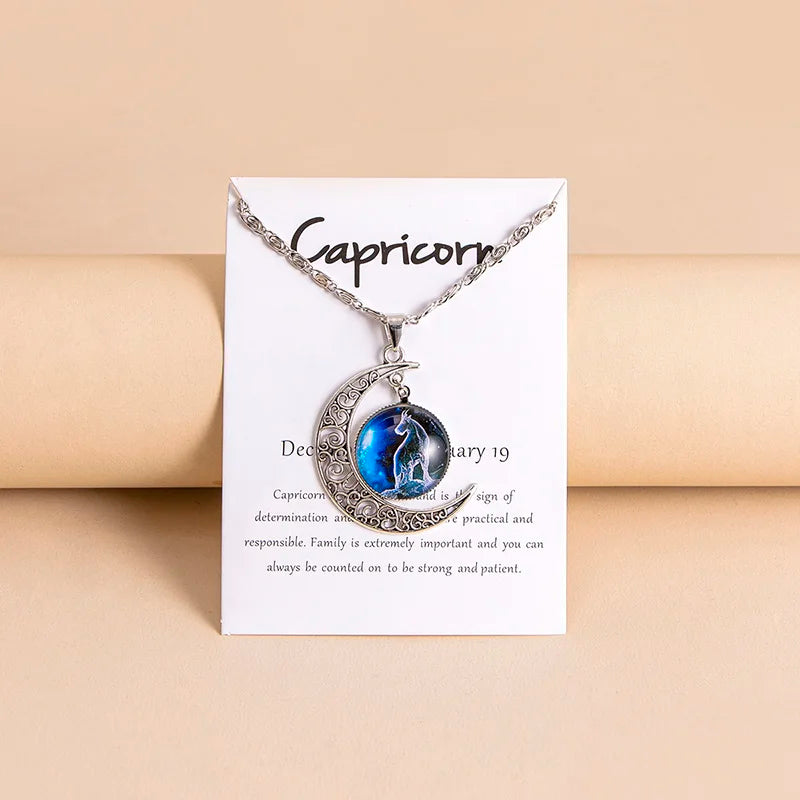Vintage 12 Zodiac Sign Moon Pendant