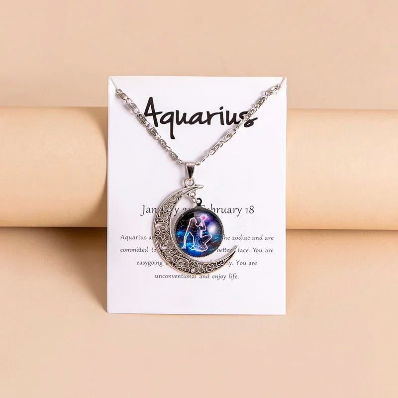 Vintage 12 Zodiac Sign Moon Pendant